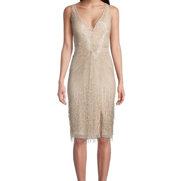 Aidan Mattox Dresses & Skirts - Aidan mattox V-Neck Beaded Cocktail Dress NWT